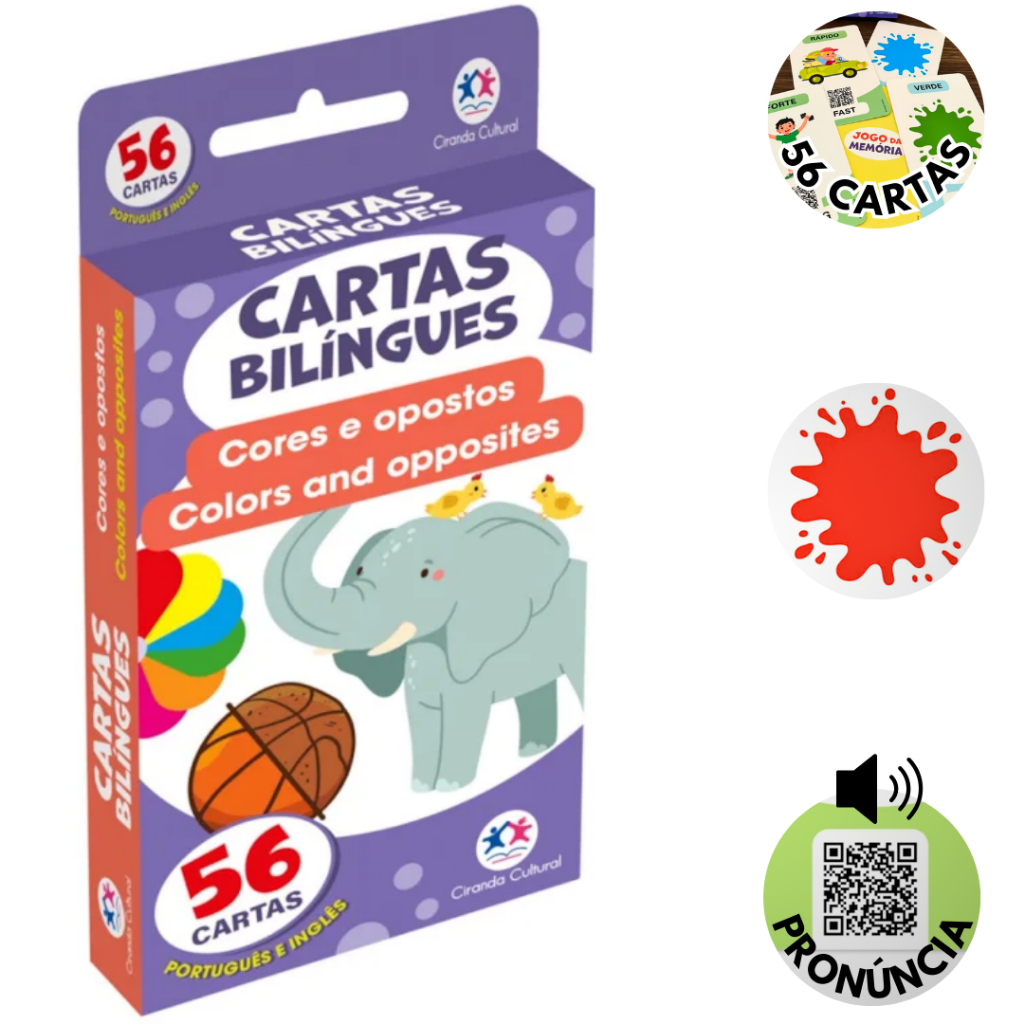 Flash Cards Inglês Cores Opostos Ensino Escola Curso Educativo Crianças Ciranda Cultural
