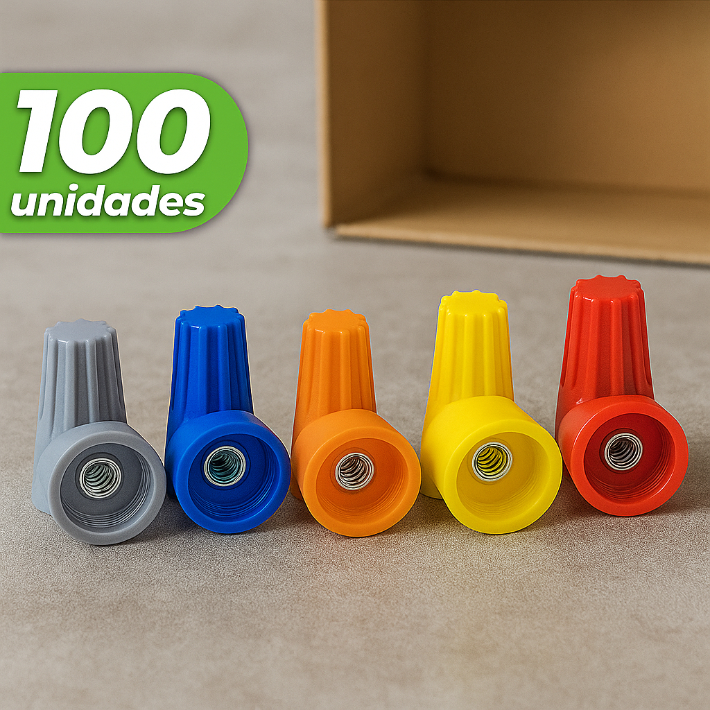 Kit 100 Conector Terminal Torção Emenda Cabos Fios 0,5mm A 20mm Conexão Elétrica (Todos Tamanhos)