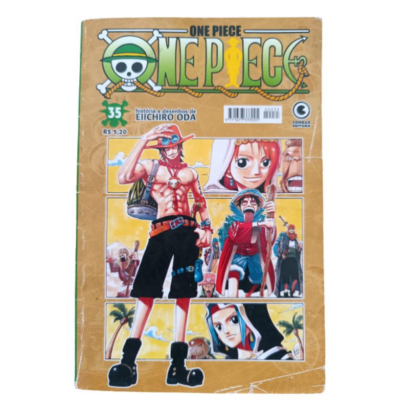 Mangá One Piece n°35 Edição meio-Tanko papel jornal de 2002 Editora Conrad