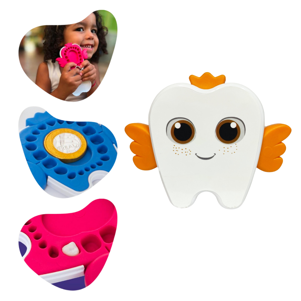 Porta Dentes Infantil Com Aplicativo Grátis Cor Laranja