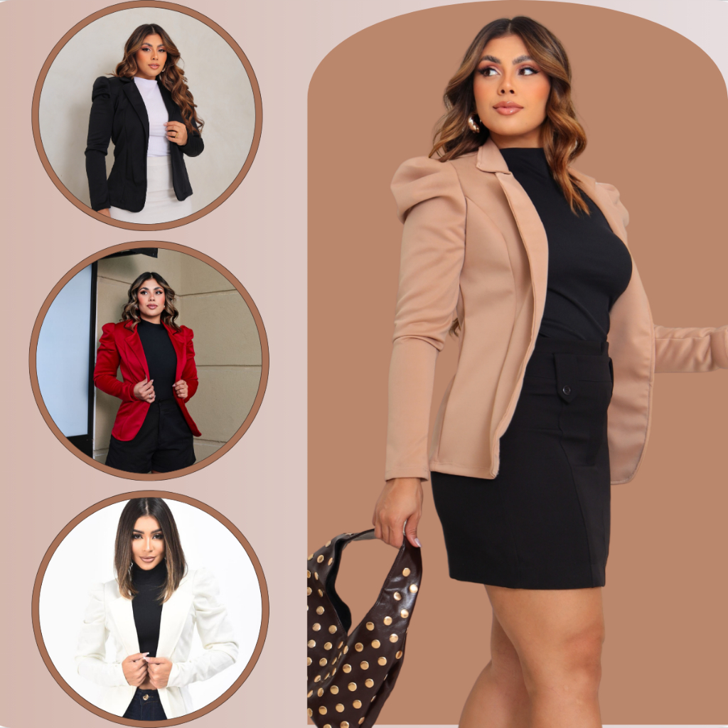 Blazer Feminino Manga Princess Trabalho Sair Social Luxo moda feminina blogueira Luxo barato em Oferta na Shopee
