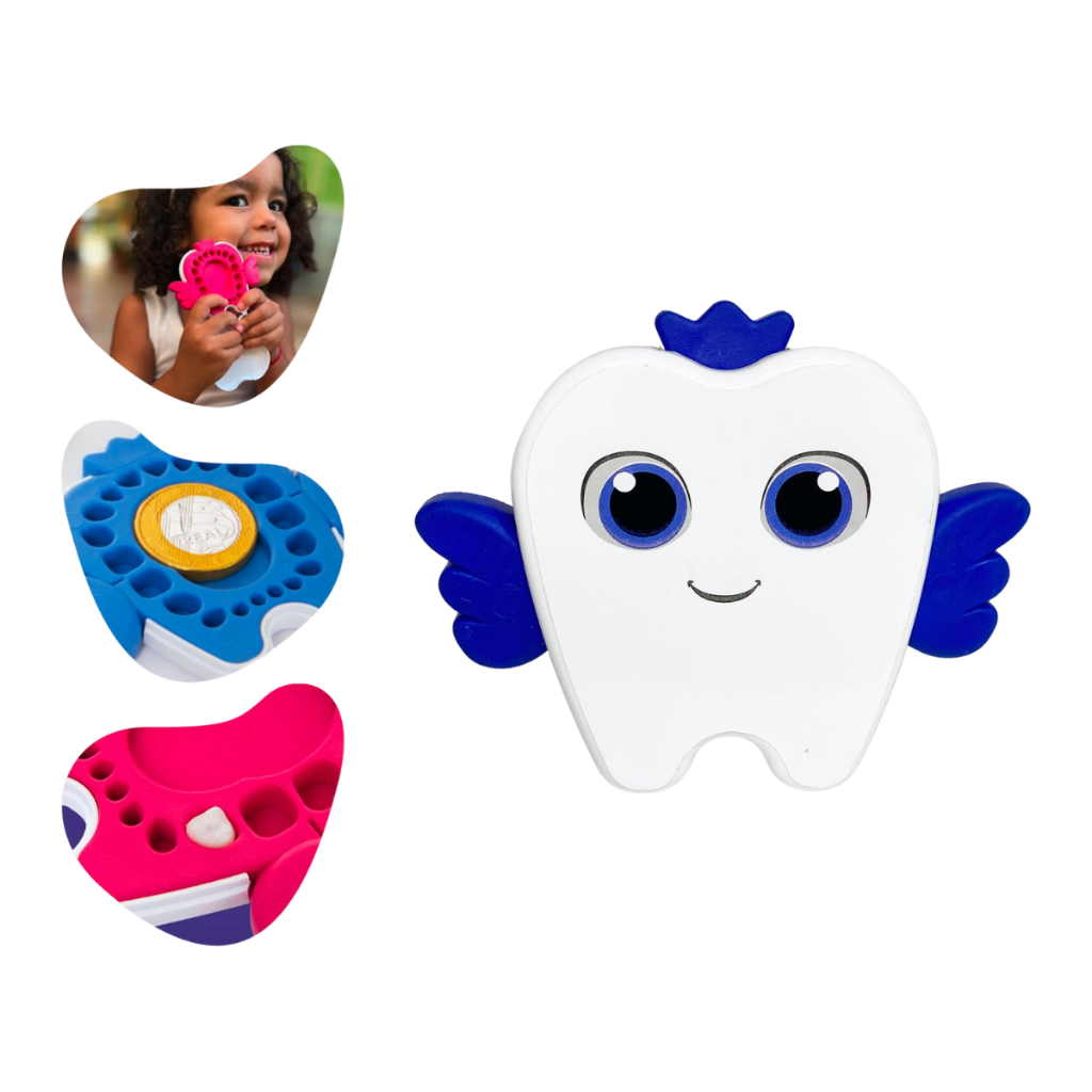 Porta Guarda Dente De Leite Fada Do Dente Infantil Cor Azul