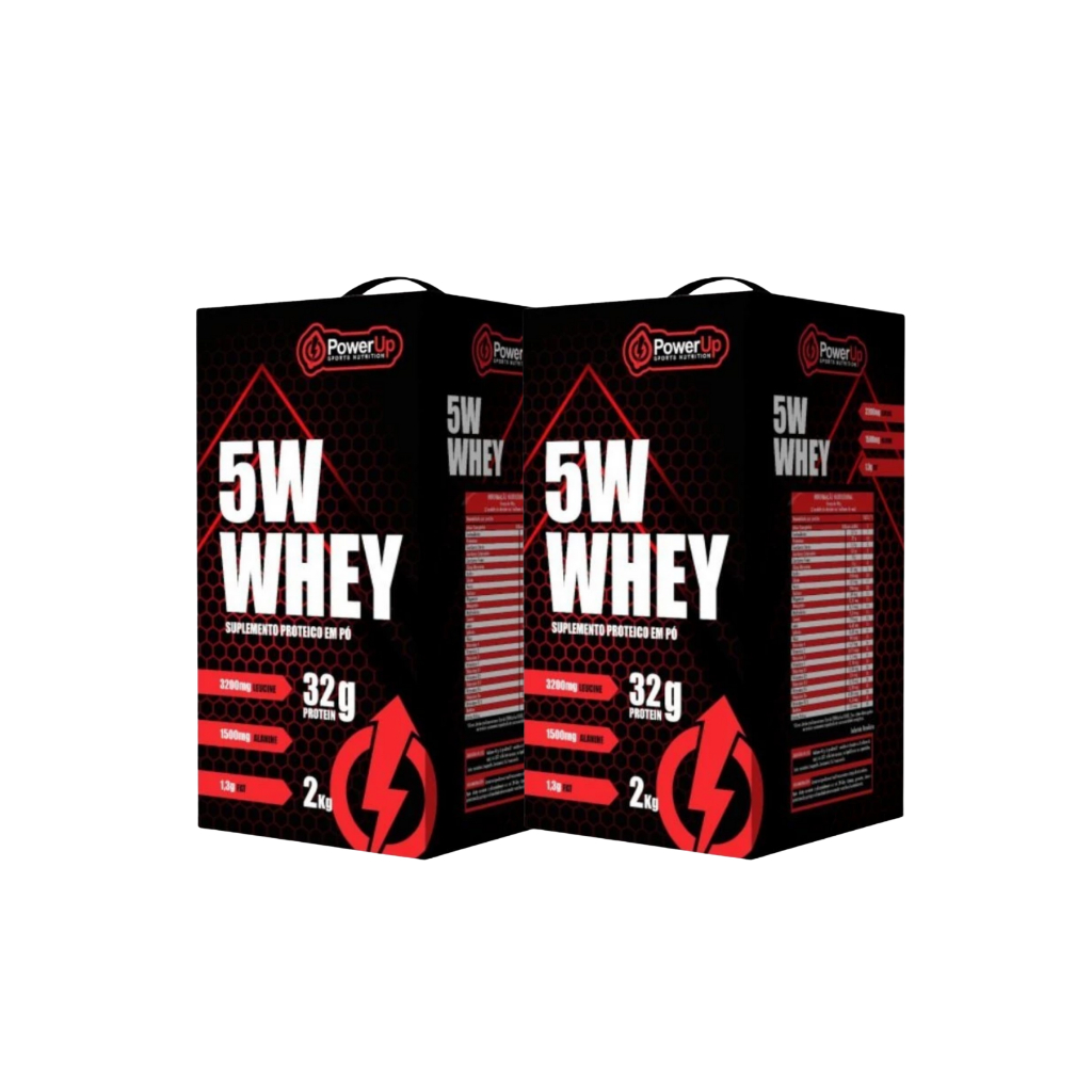 Kit 2 Whey Protein 5W PoWer UP 2kg Concentrado Isolado Hidrolisado Suplemento Musculação 4kg