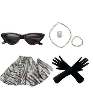 Kit Saia Bolinha Óculos Luva Colar Brinco Pulseira e Lenço Feminina Adulto Anos 60 Retro Godê Rodada Poá Moda Feminina em Oferta na Shopee