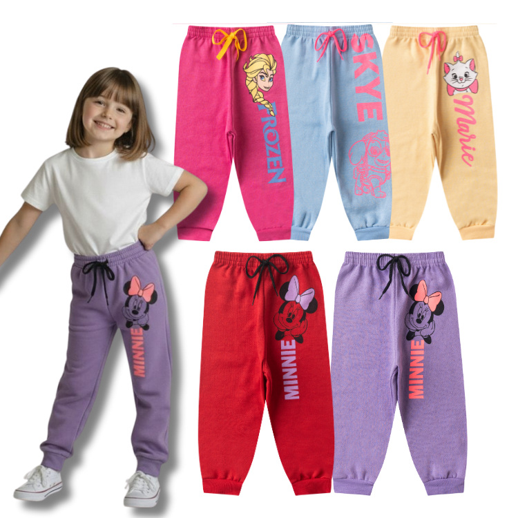 Kit Sortido 3 Calças Moletom Estampada Feminina/Menina Infantil e Juvenil do 2 ao 14 em Oferta na Shopee