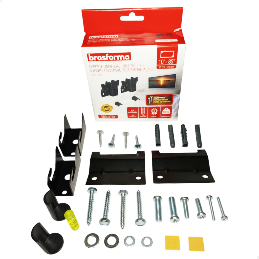 Kit Completo Suporte instalação Tv Universal Forte Resistente 100kg parede painel Mdf até 85 pol