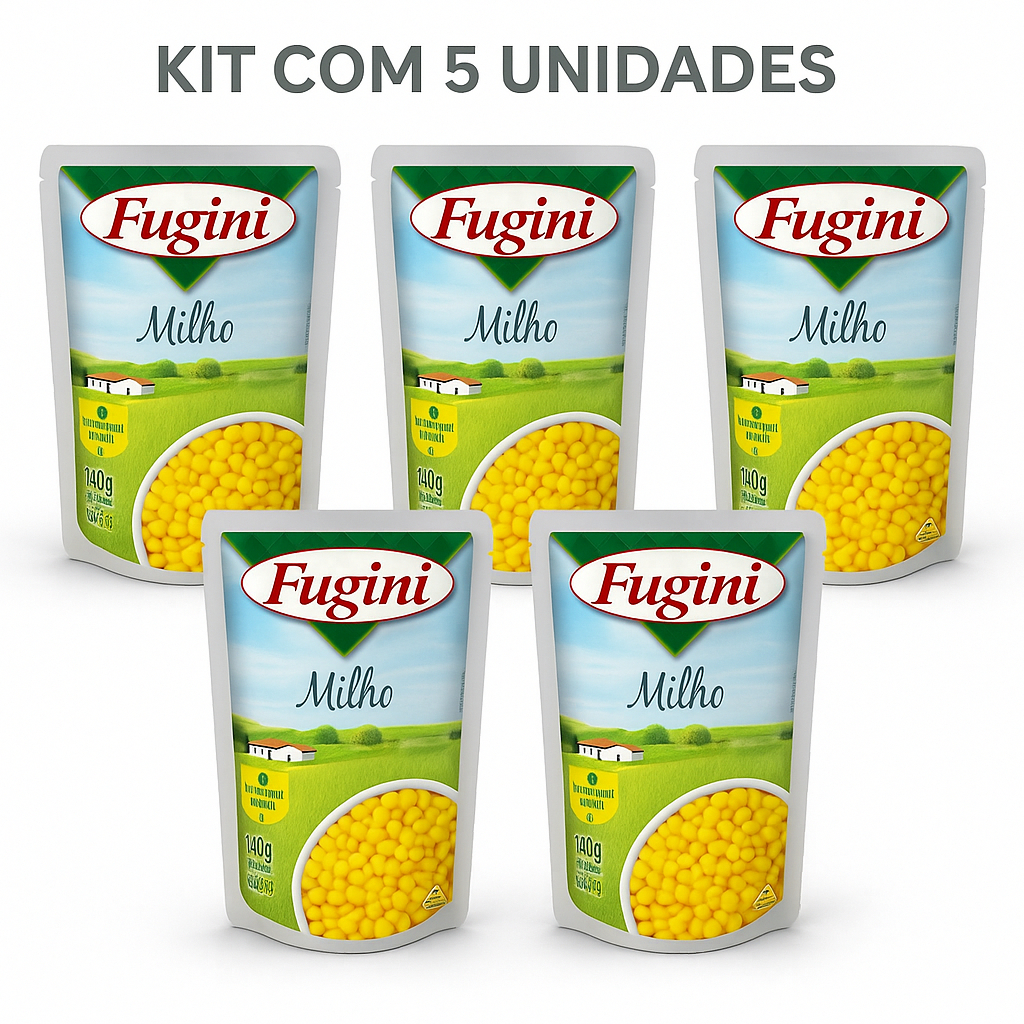 Kit 5 Unidades Milho Verde Fugini 170g Sachê