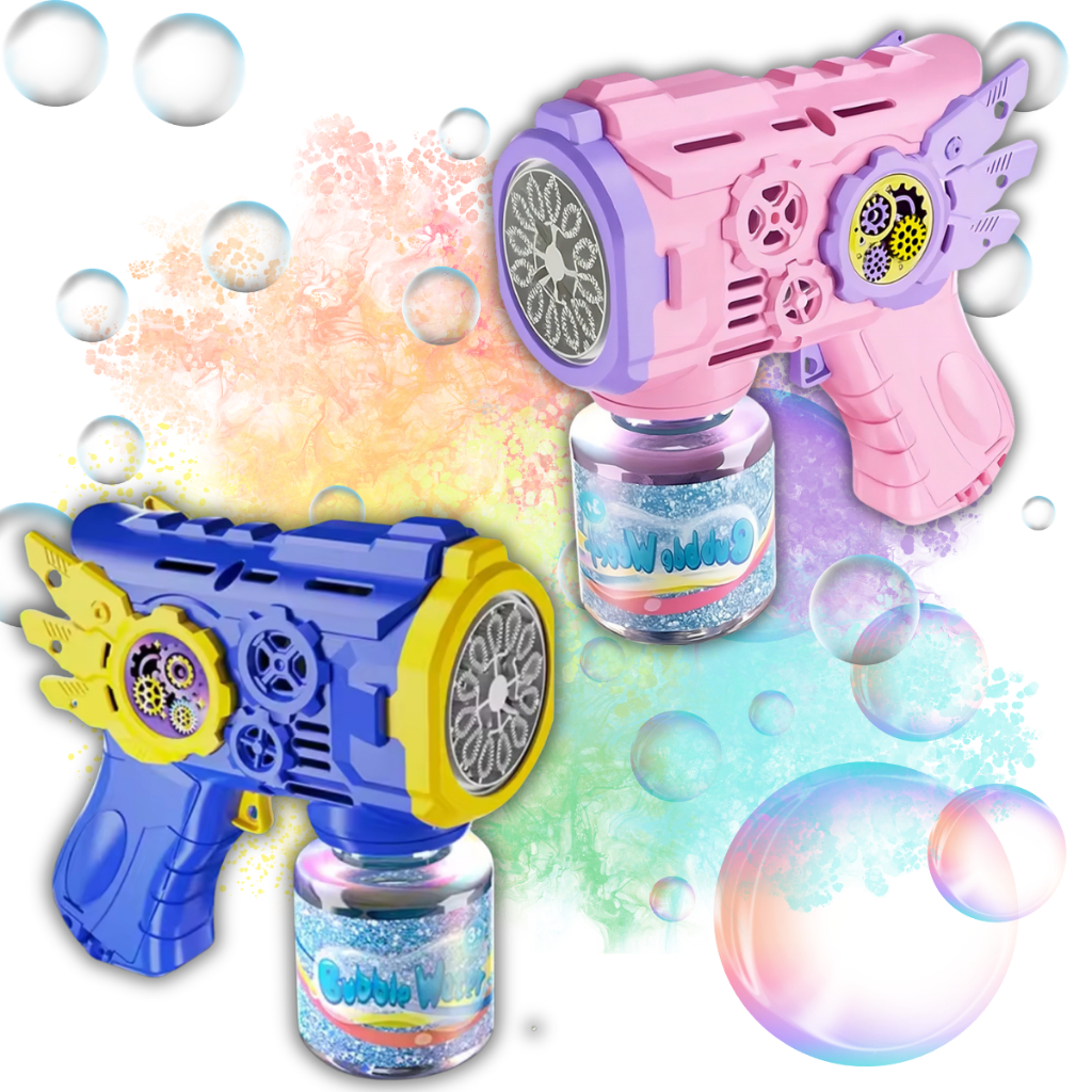 Brinquedo Bubble Gun Maquina Arminha Pistola Bolha De Sabão Infantil Cor Rosa Azul em Oferta na Shopee