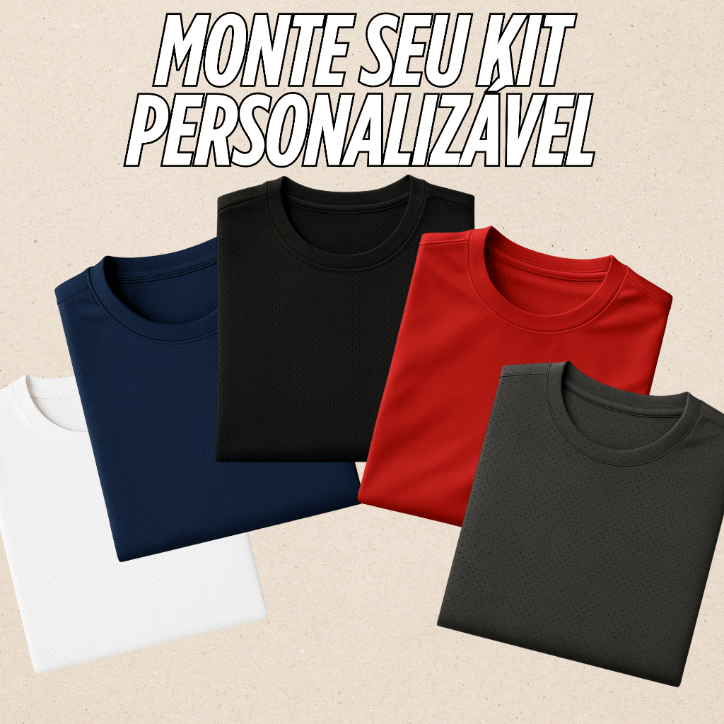 KIT PERSONALIZÁVEL DRYFIT -  Padrão e Plus Size Academia Tecido Furadinho Leve - ENVIO RÁPIDO em Oferta na Shopee