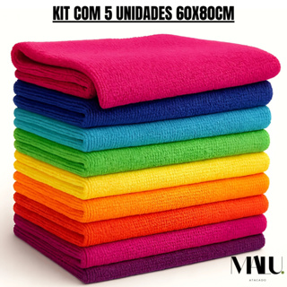 Kit 5 Pano de Chão Microfibra Macio 60x80cm Toalha de Limpeza Gigante Residencial em Oferta na Shopee