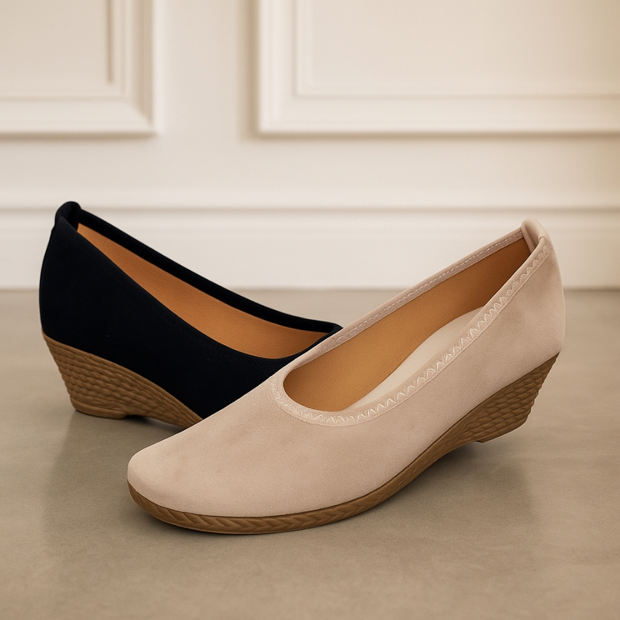 kit 2 Pares Anabrela Feminina Casual Super Confortável Preto Nude Escarpam Salto