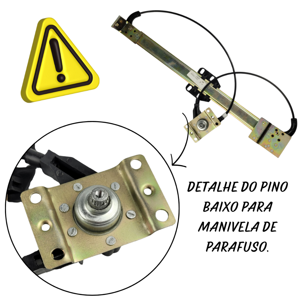 Máquina De Vidro Manual Direita Pino Baixo Gol, Parati, Voyage 2 portas, Saveiro