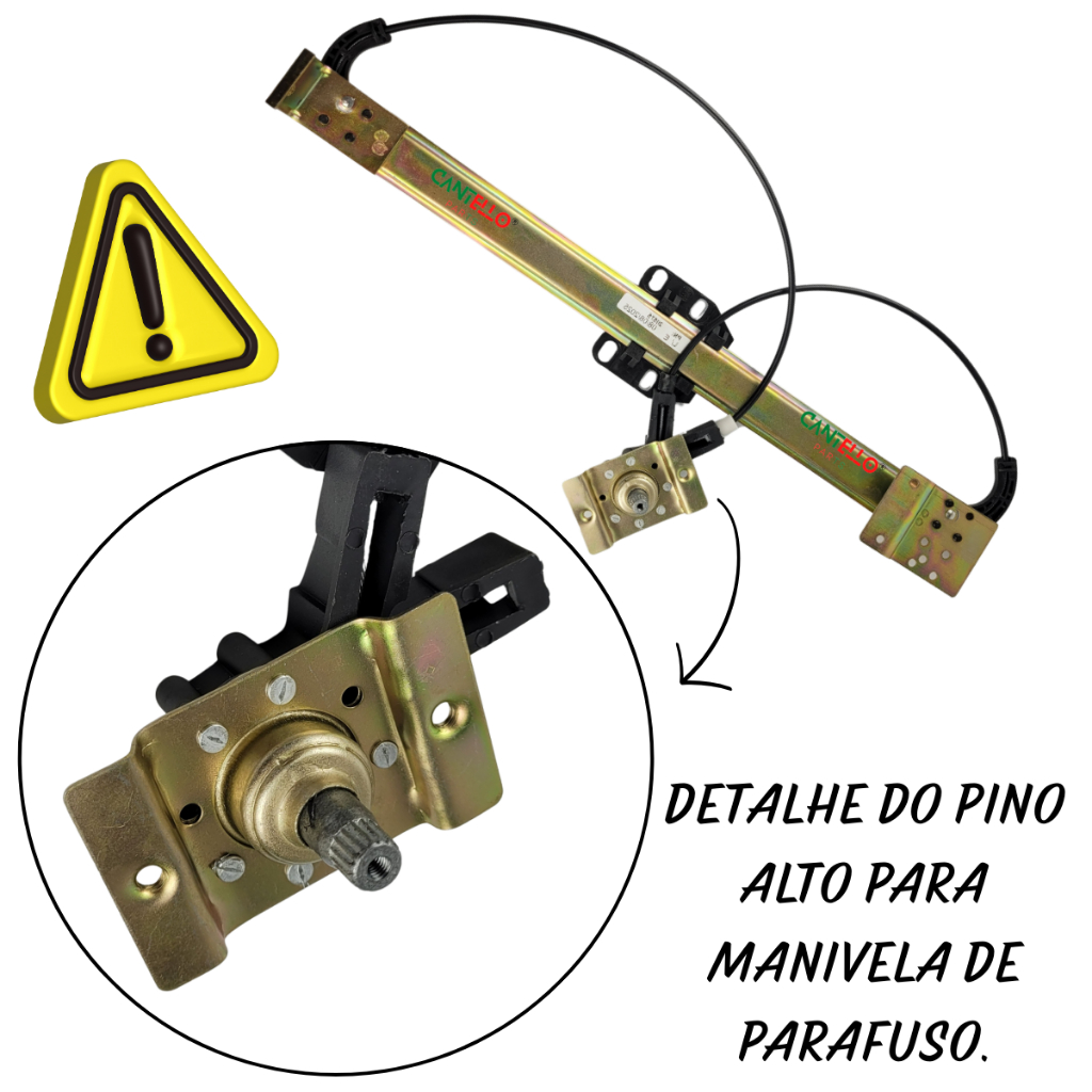Máquina De Vidro Manual Direita Pino Alto Gol, Parati, Voyage 2 portas, Saveiro,