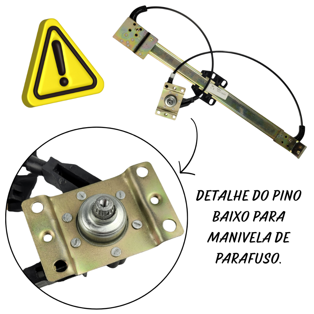 Máquina De Vidro Manual Esquerda Pino Baixo Gol, Parati, Voyage 2 portas, Saveir