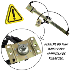 Máquina De Vidro Manual Esquerda Pino Baixo Gol, Parati, Voyage 2 portas, Saveiro, todos G1 até 1986
