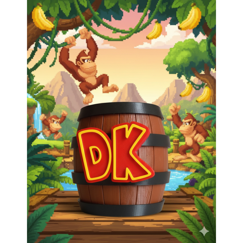 Barril decoração Gamer Donkey Kong em exelente qualidade