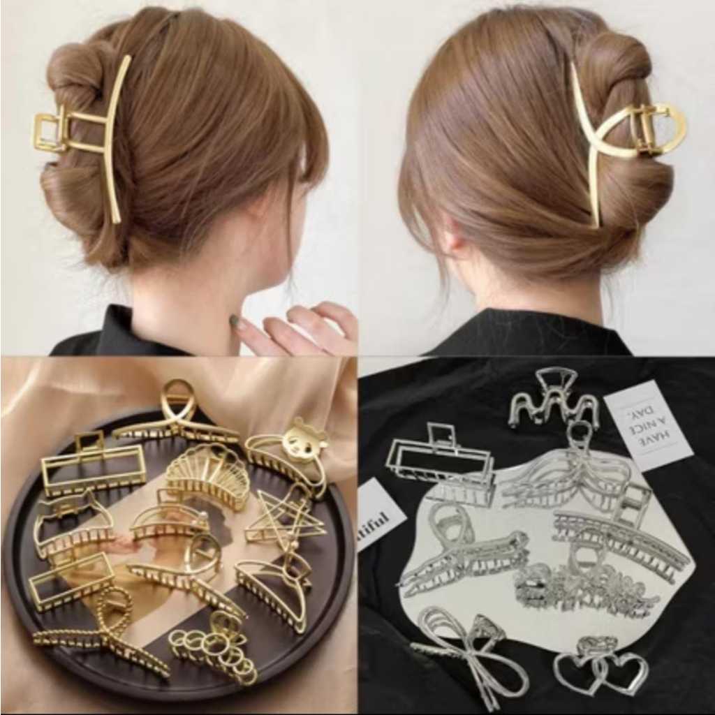 Piranha De Cabelo Grande Metal Dourada E Prata Prendedor Forte Resistente Antiderrapante Vários Modelos