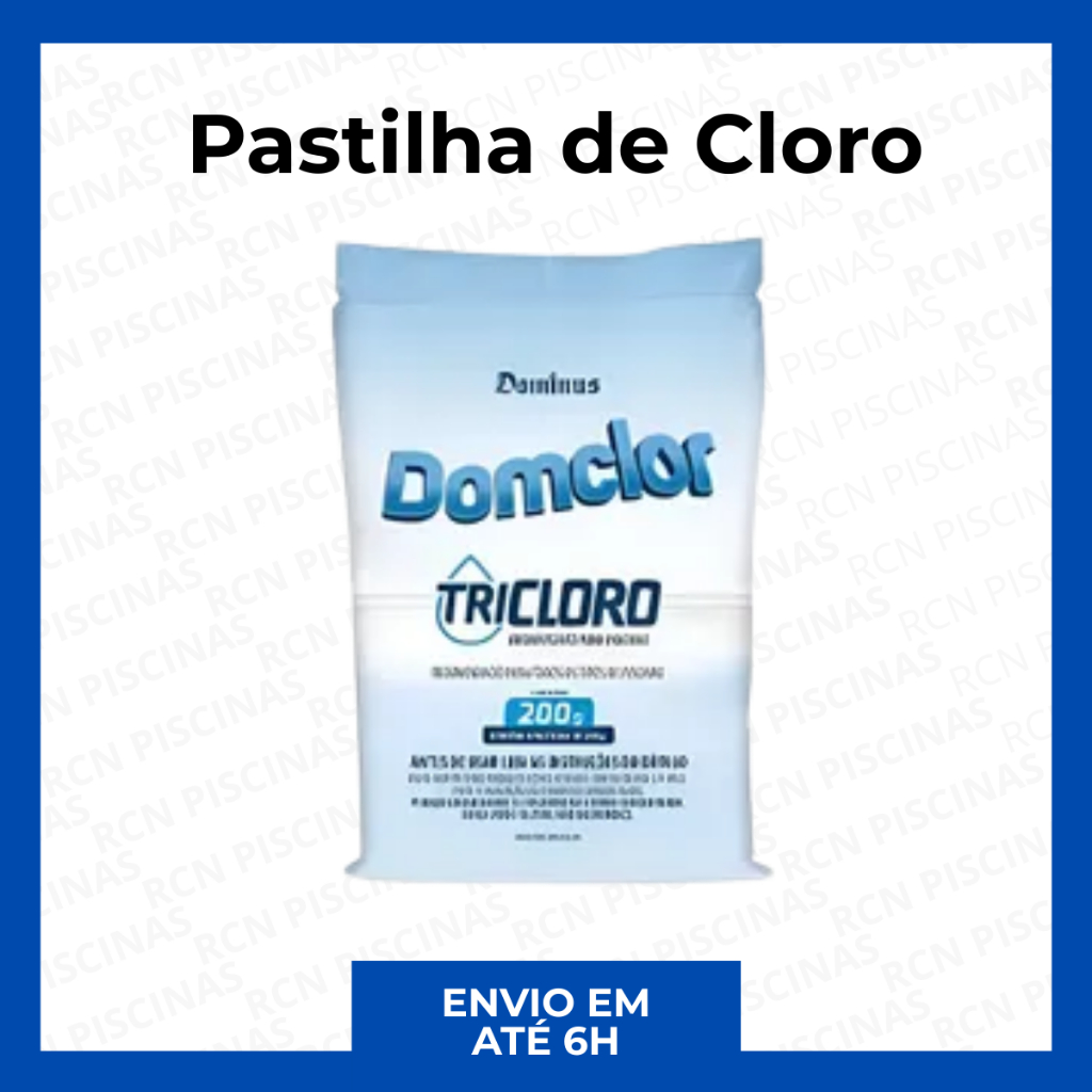 Pastilha de Cloro Para Piscinas Tricloro Domclor 200g em Oferta na Shopee