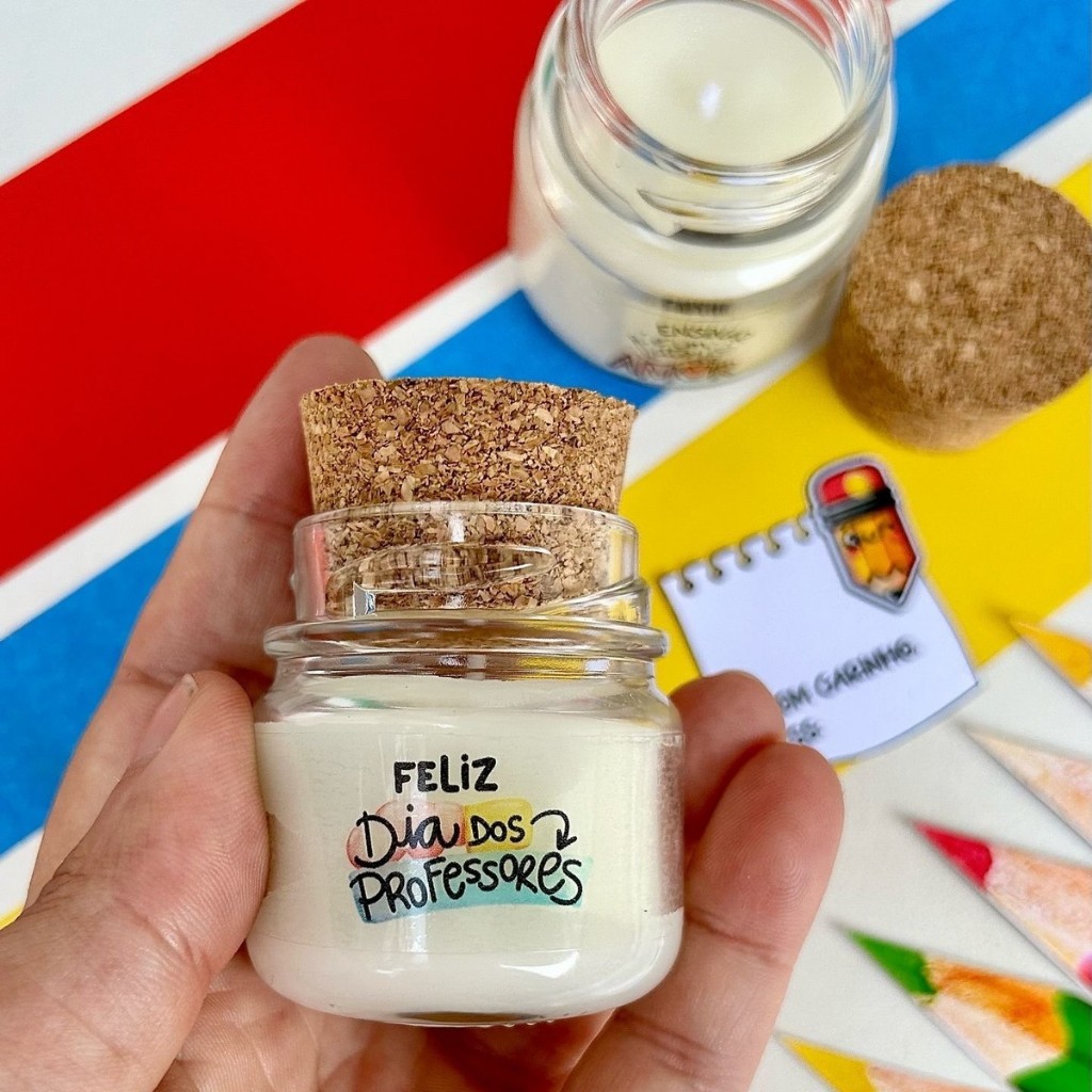 Kit 10 Mini Velas Aromáticas Presente Criativo Lembrancinha Dia dos Professores