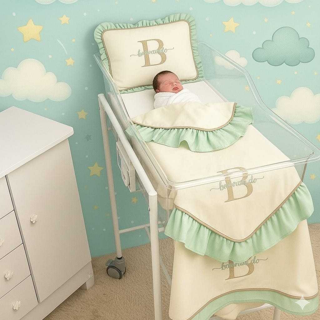 Kit Leito Maternidade 3 peças Personalizado com inicial e Nome meninos meninas em Oferta na Shopee