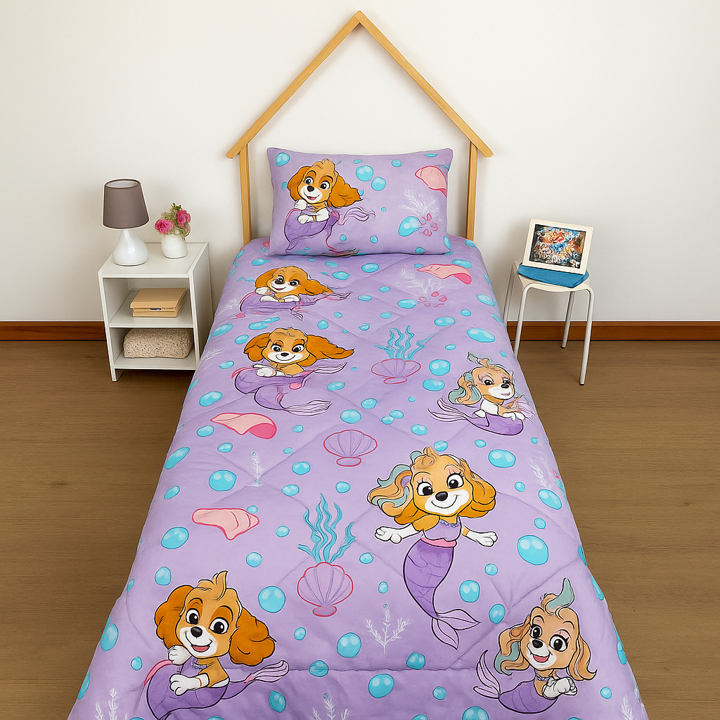 Edredom Infantil Lepper Cama Solteiro Dupla Face Personagens Desenho Animado Menino Menina Quentinho Cobertor Criança