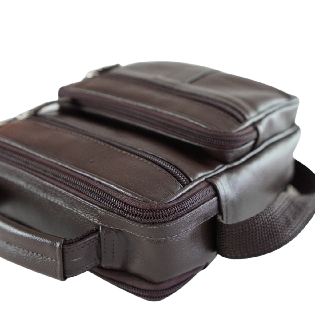 Bolsa Masculina Feminina em Couro Legítimo – Pasta Carteiro Transversal + Brinde 014