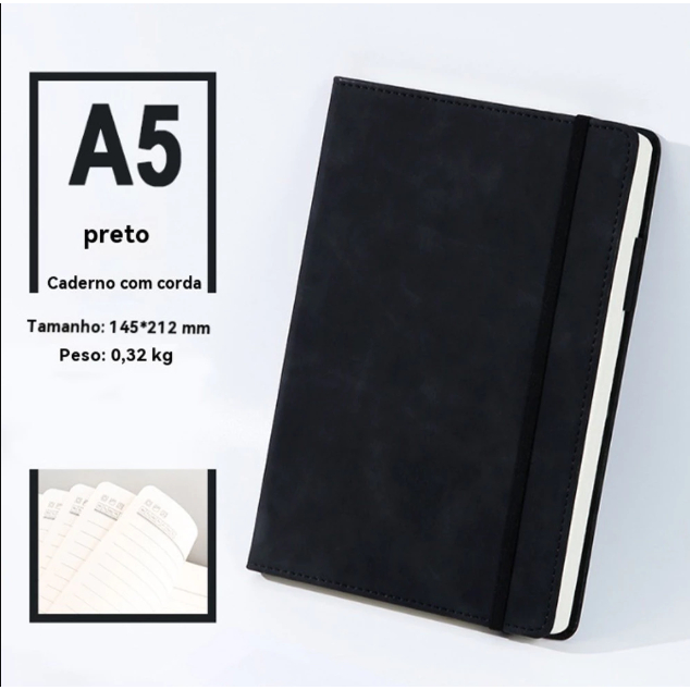 Caderneta A5 Sketchbook Estilo Moleskine Capa de Couro Preto com Pauta Elástico Yin's Paper 96 folhas /Anotação,Resumos em Oferta na Shopee