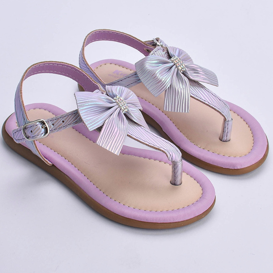 Sandália Infantil Menina Kidy Cristal Lilás Rasteira De Dedo Laço Brilhante Confortável Anatômico em Oferta na Shopee