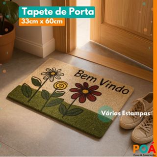 Tapete Capacho Para Porta De Entrada Bem Vindo Fibra De Coco Antiderrapante 33x60cm Resistente em Oferta na Shopee