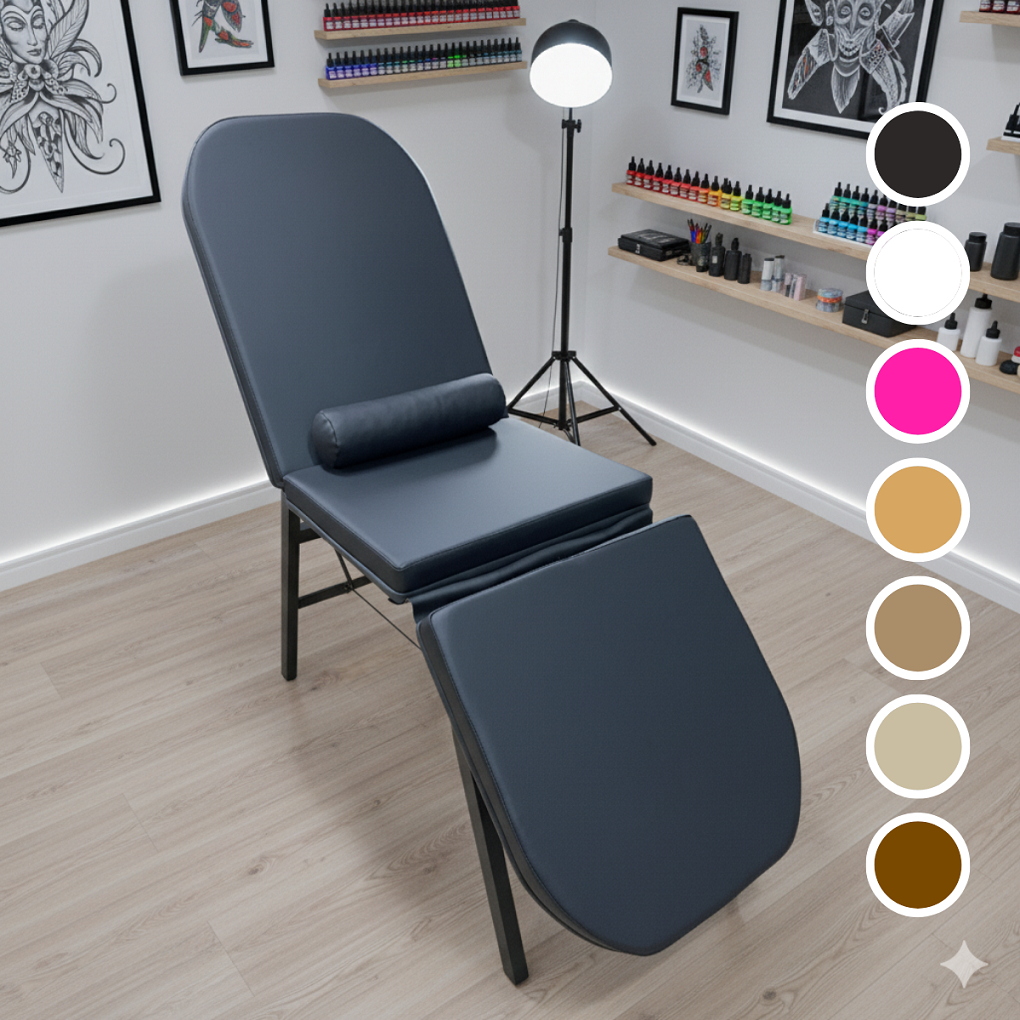 Maca 3 Posições Reclinável Fixa Tattoo Estética Micropigmentação Blue Hell Compact + Almofada Brinde
