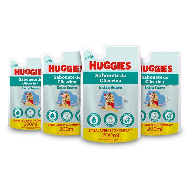 Kit 4 - Sabonete Refil Huggies Extra Suave 200 ml em Oferta na Shopee