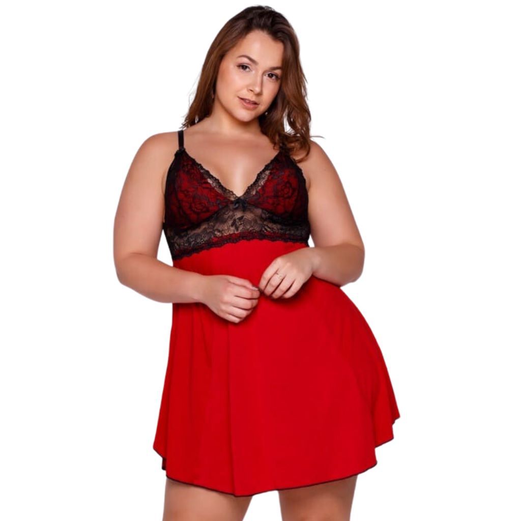 Camisola Sensual Plus Size Renda S/ Bojo Do 48 Ao 52 Linha Noite em Oferta na Shopee