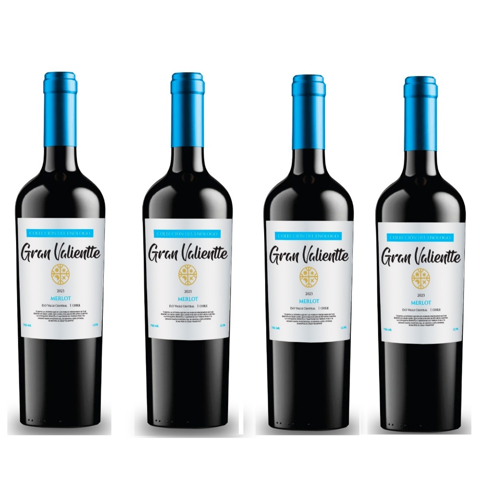 Kit 04und Vinho Chileno Fino Seco Gran Valientte Merlot 750 ml Selecion Enologo