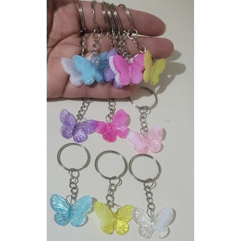 Chaveiro de Borboleta   para Lembrancinha  e Brindes Acrílica Mesclada Opaca com Transparente 6 cores Variadas.