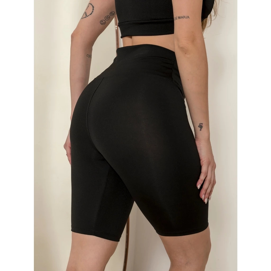 Bermuda Leggings Feminina  Academia Fitinis Confortável Cós Alto Zero Transparência