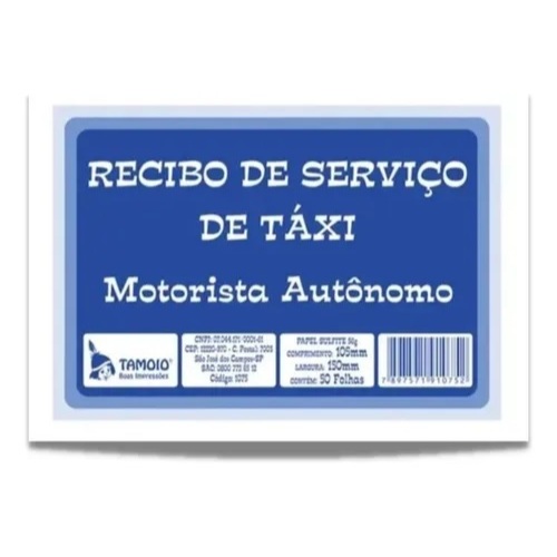Kit Recibo De Serviço de Táxi - 50 folhas (Kit c/5 ou 10 talões)
