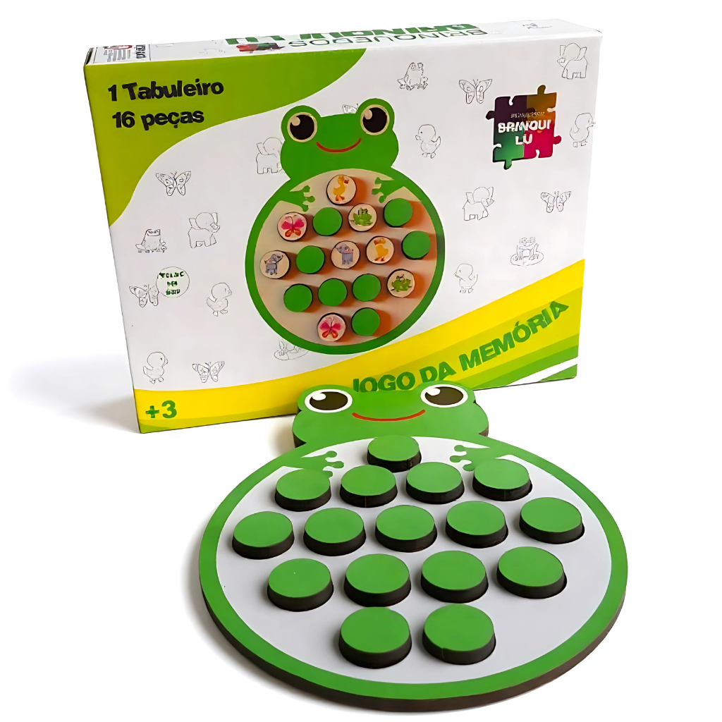 Jogo Da Memória Tabuleiro Brinquedo Educativo MDF Pedagógico Divertido Infantil Aprendizado