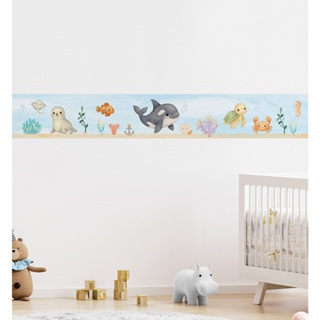 Faixa Decorativa De Parede Adesiva Infantil Para Quarto Menino Bebe Fundo Do Mar em Oferta na Shopee