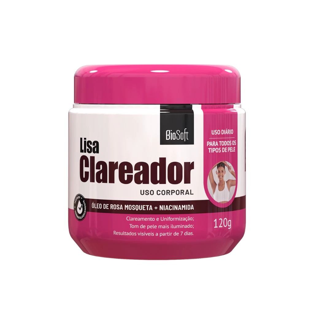 Creme Lisa Clareador Corporal Rosa Mosqueta 120g em Oferta na Shopee