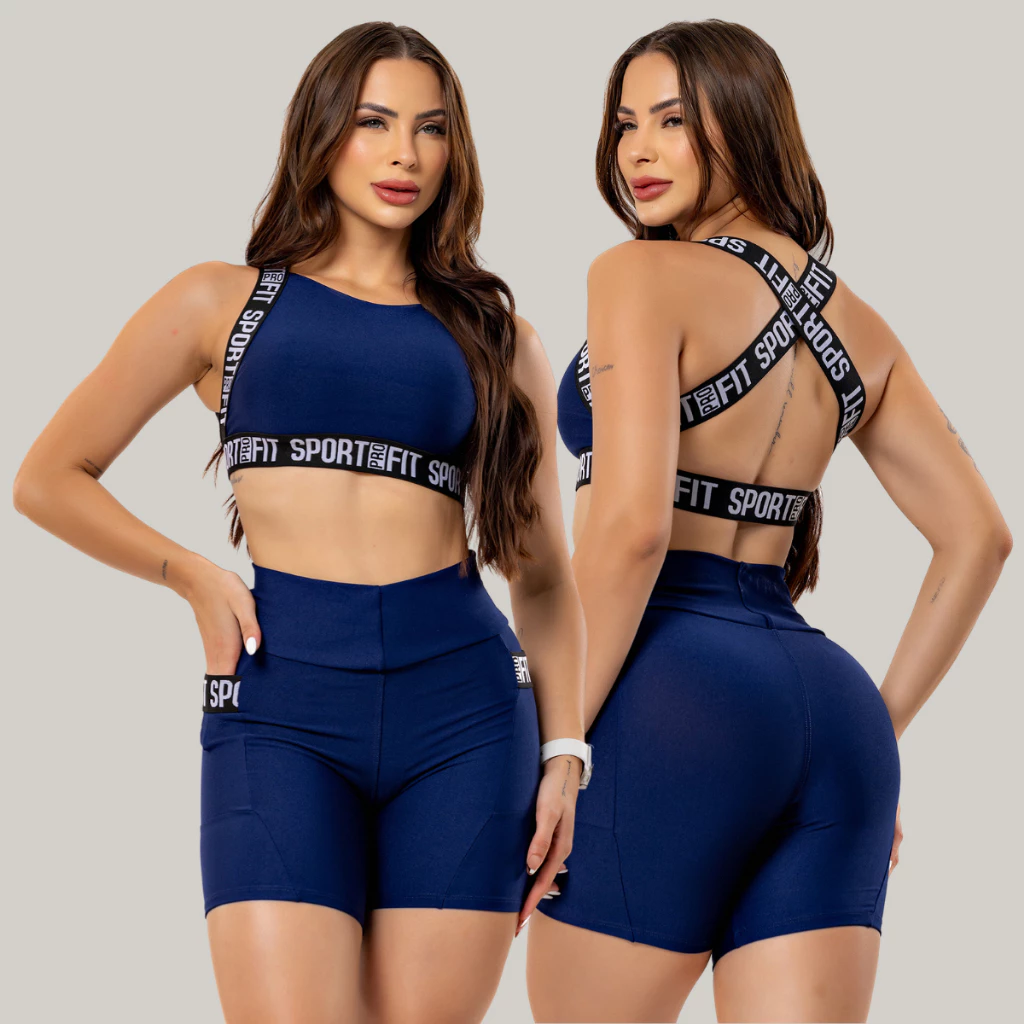 Kit Conjunto Fitness Treino Academia Bermuda Short E Top
