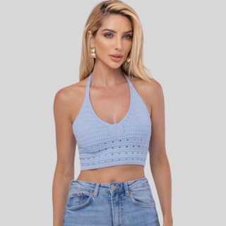 Cropped Regata Tricot Modal Feminino Moda Blogueira Casual Elegante Tendencia em Oferta na Shopee