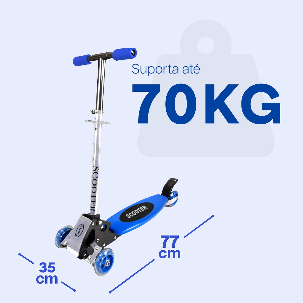 Patinete Infantil 3 Rodas Guidão Ajustável e Freio Traseiro JustGoFit