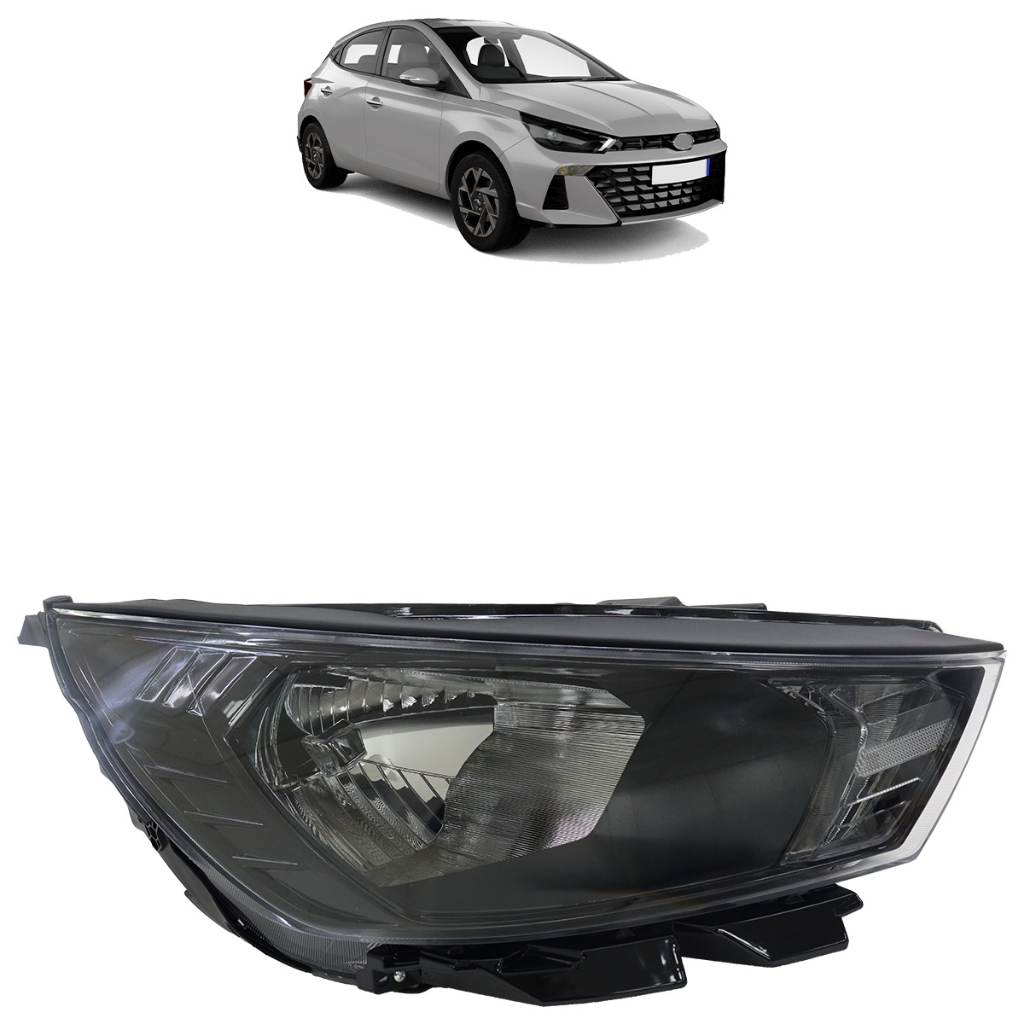 Farol Dianteiro Hb20 2023 2024 2025 Máscara Negra Lente Lisa Acrilico