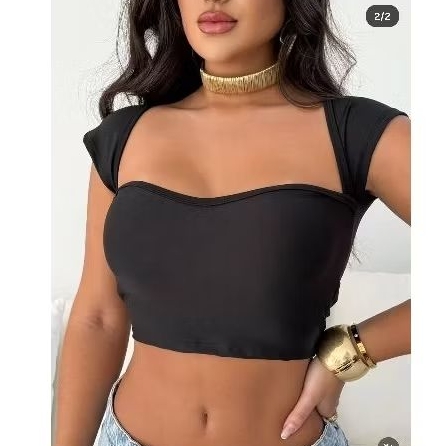 Cropped Gringa Top Moda Feminina Modinha Blogueira Verão Tendência Coração alcinha