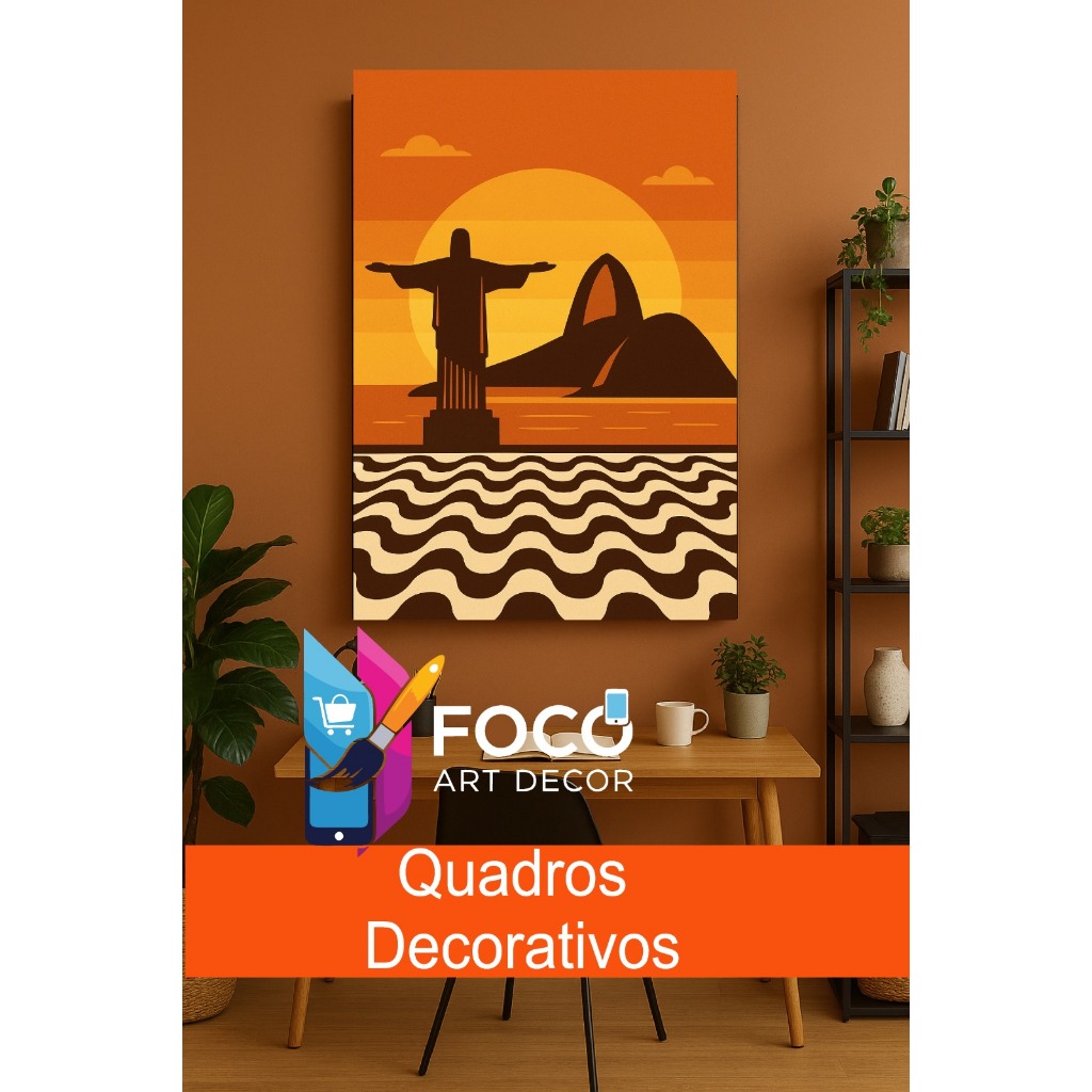 Quadro Copacabana Cristo Redentor Pão de Açúcar Abstrato Moderno Decoração sala quarto bares.
