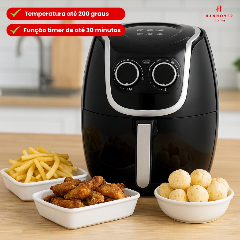 Air Fryer Fritadeira Ar Quente Sem Óleo Grande 6 Litros 127v/220v