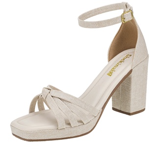 Sandália Feminina Salto Alto Meia Pata Shekinah Tiras Em Nó Fivela Confortável Lançamento Novidade em Oferta na Shopee