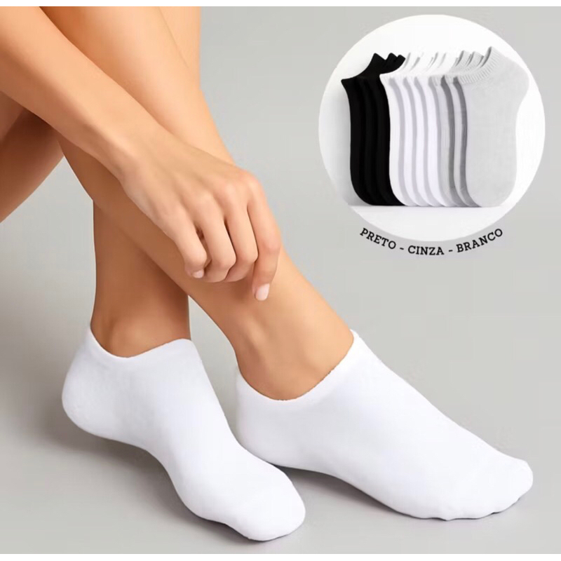 Kits de Meias Soquete Cano Curto Unissex Masculina e Feminina em Oferta na Shopee