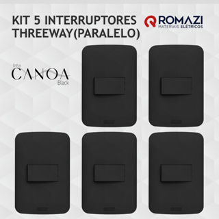 KIT 5 INTERRUPTOR PARALELO/THREE WAY CANOA BLACK  - ROMAZI em Oferta na Shopee