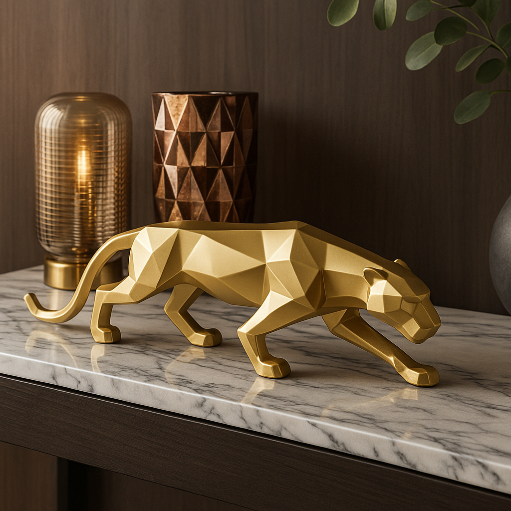 Escultura Pantera Negra Para Sala Casa Escritorio Estatueta Decorativa Mesa Estante Ambiente Interno em Oferta na Shopee